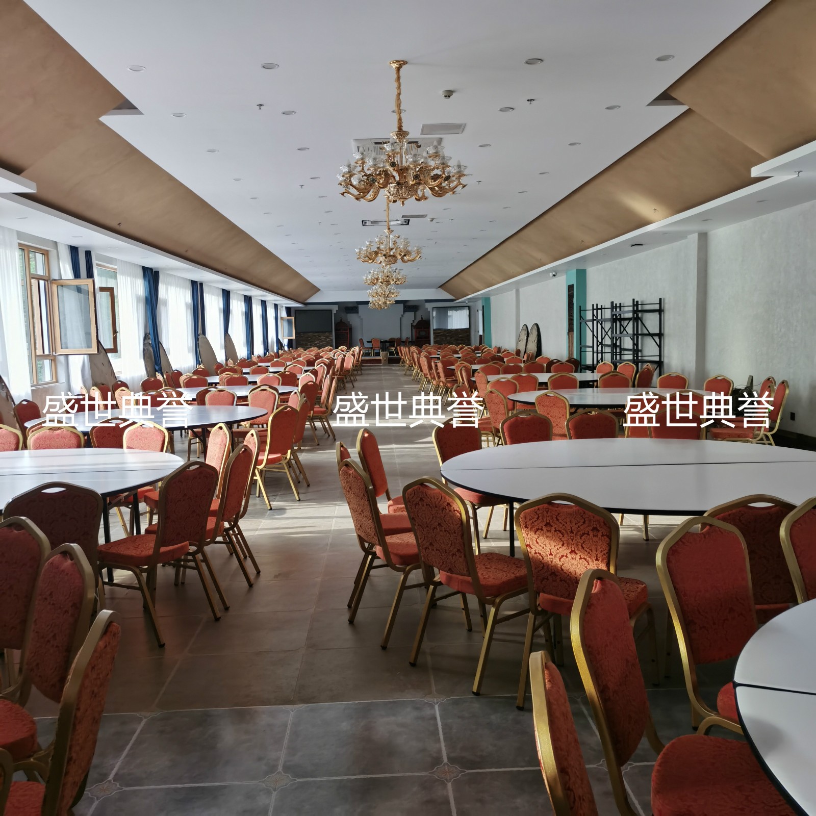 Hefei Star Hotel Banquet Hall Dining Table and Chair Wedding Folding Table and Chair Hotel Conference Metal Steel Chair
