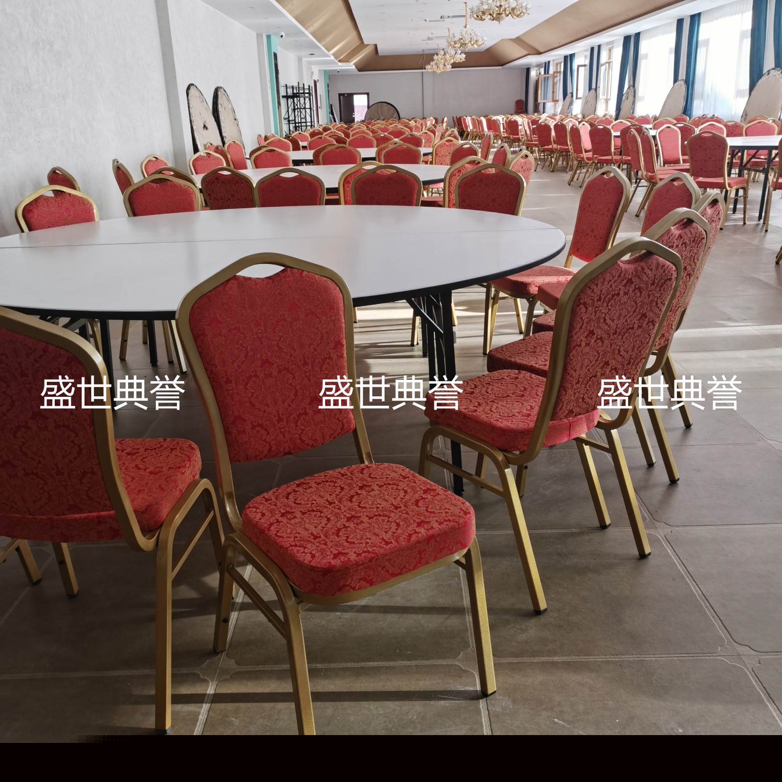 Hefei Star Hotel Banquet Hall Dining Table and Chair Wedding Folding Table and Chair Hotel Conference Metal Steel Chair