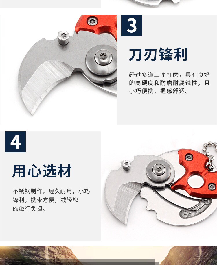 Factory Direct Sales Mini Folding Coin Knife Stainless Steel Coin Knife Portable Portable Camping Knives Keychain Knife