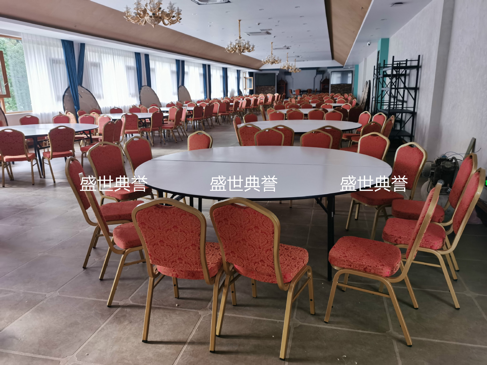 Hotel Folding Dining Table and Chair Conference Center Wedding Banquet Steel Chair Foreign Trade Wedding Banquet Chair