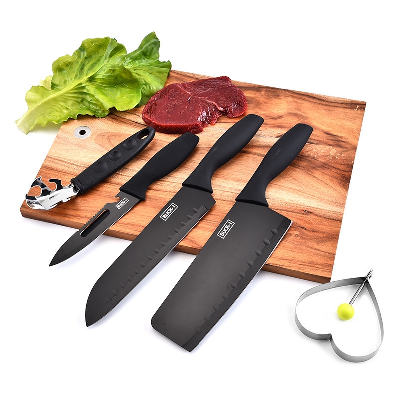 Kitchen Knife Kit 5-Piece Set Stainless Steel Kitchen Knife Set Kitchen Multi-Purpose Black Steel Knife Gift Set