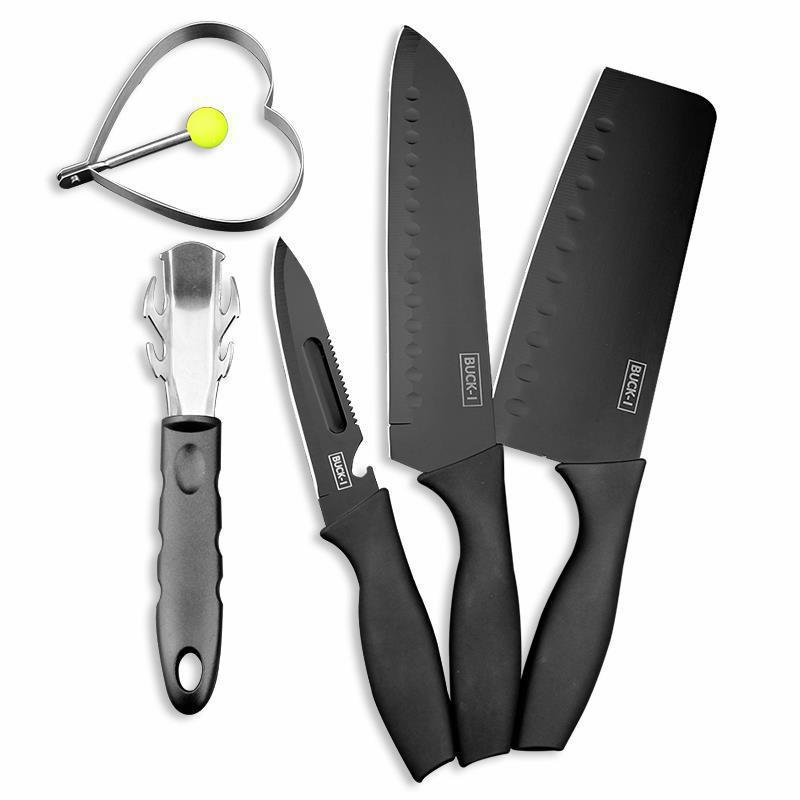 Kitchen Knife Kit 5-Piece Set Stainless Steel Kitchen Knife Set Kitchen Multi-Purpose Black Steel Knife Gift Set