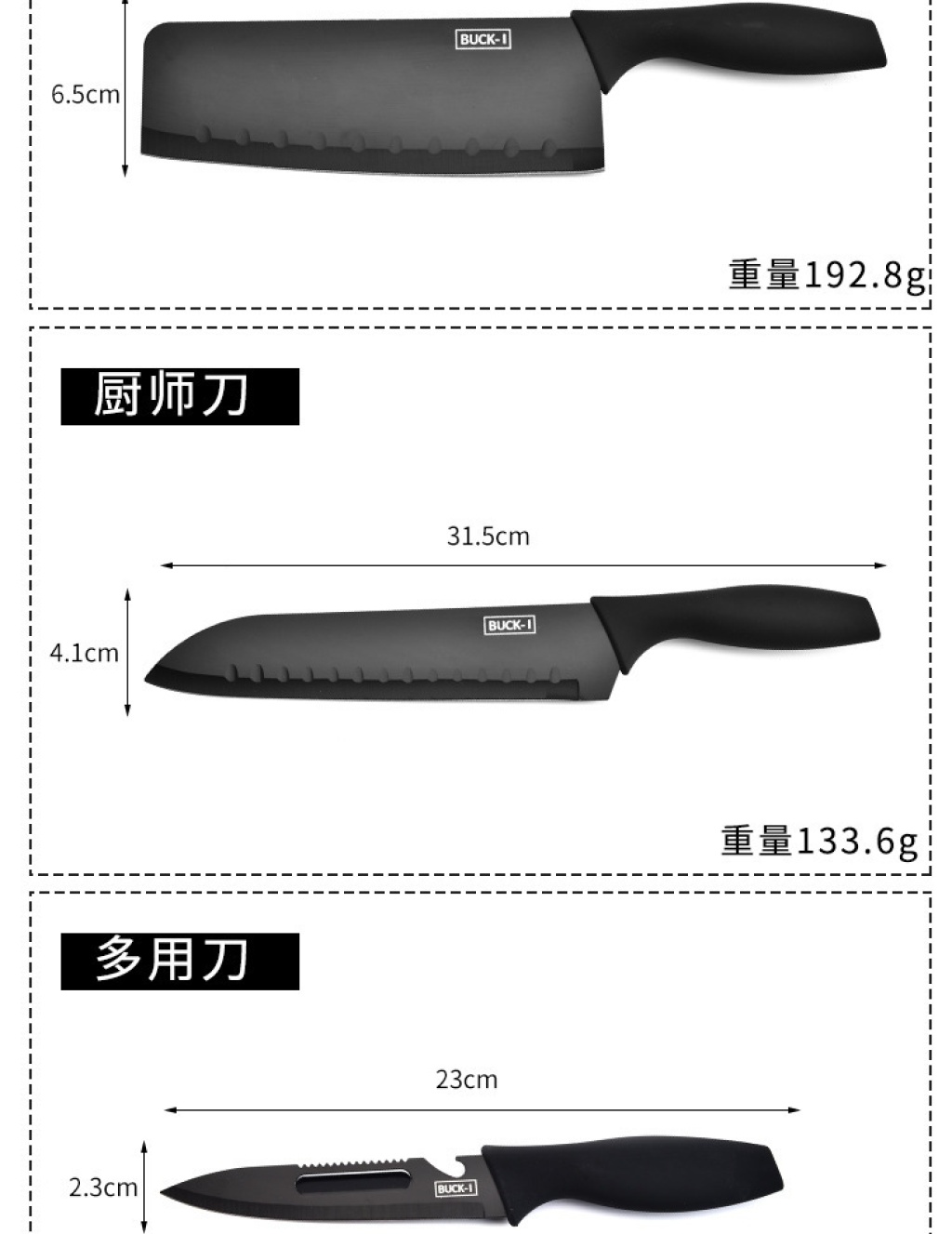 Kitchen Knife Kit 5-Piece Set Stainless Steel Kitchen Knife Set Kitchen Multi-Purpose Black Steel Knife Gift Set