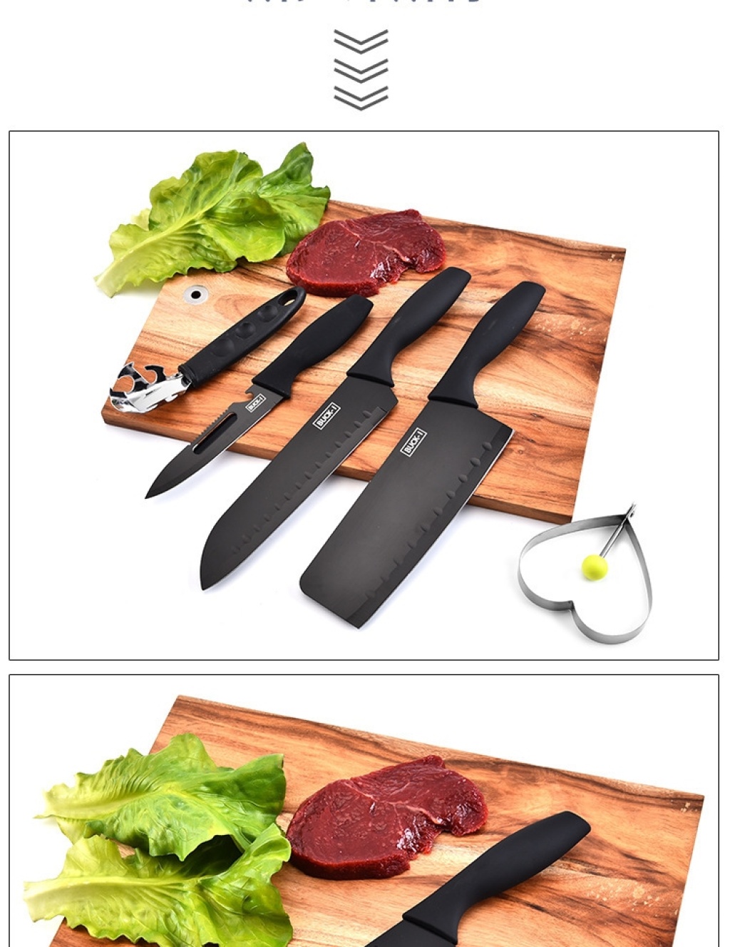 Kitchen Knife Kit 5-Piece Set Stainless Steel Kitchen Knife Set Kitchen Multi-Purpose Black Steel Knife Gift Set