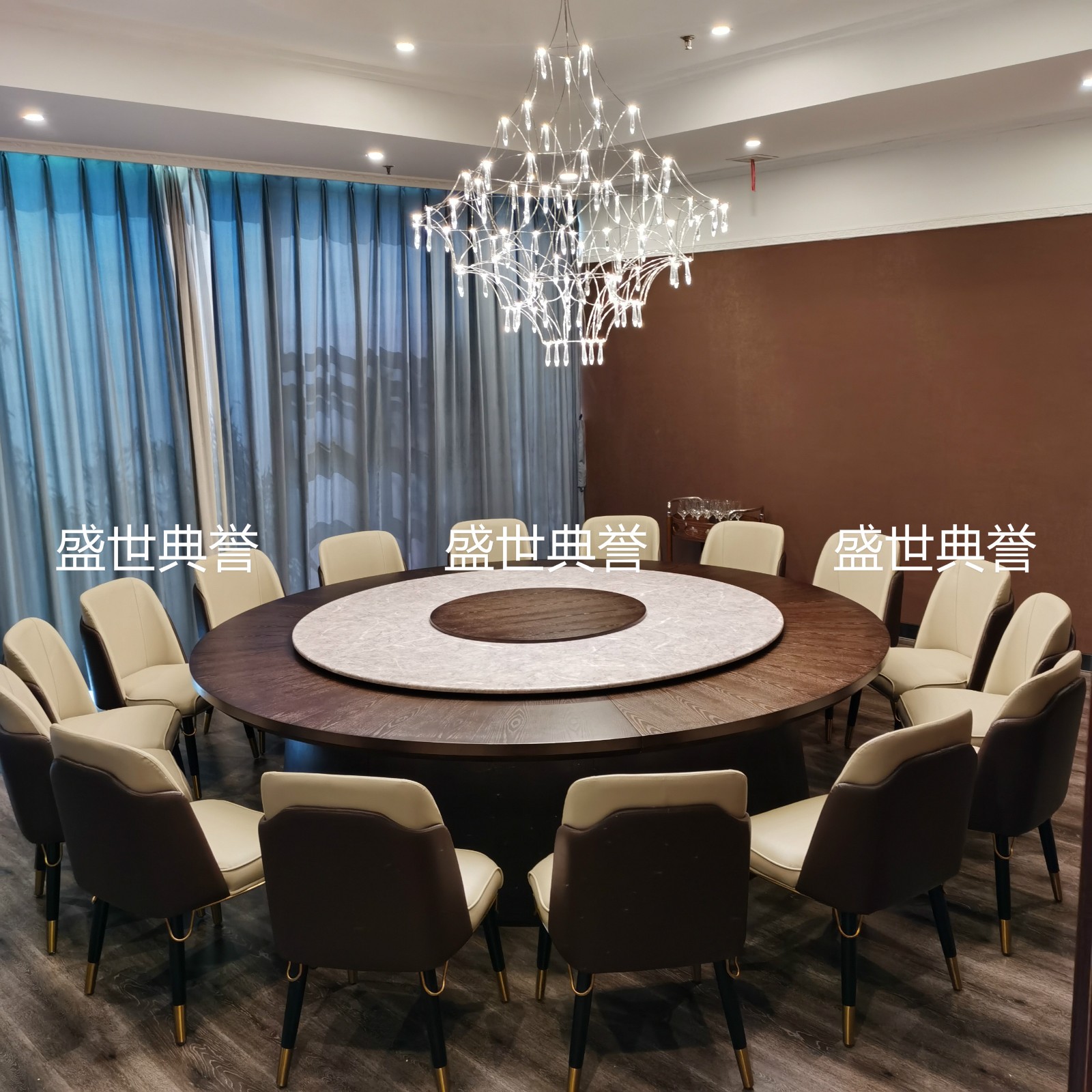 Hotel Solid Wood Dining Chair Club Modern Light Luxury Chair High-End Villa Nordic Electric Dining Table and Chair