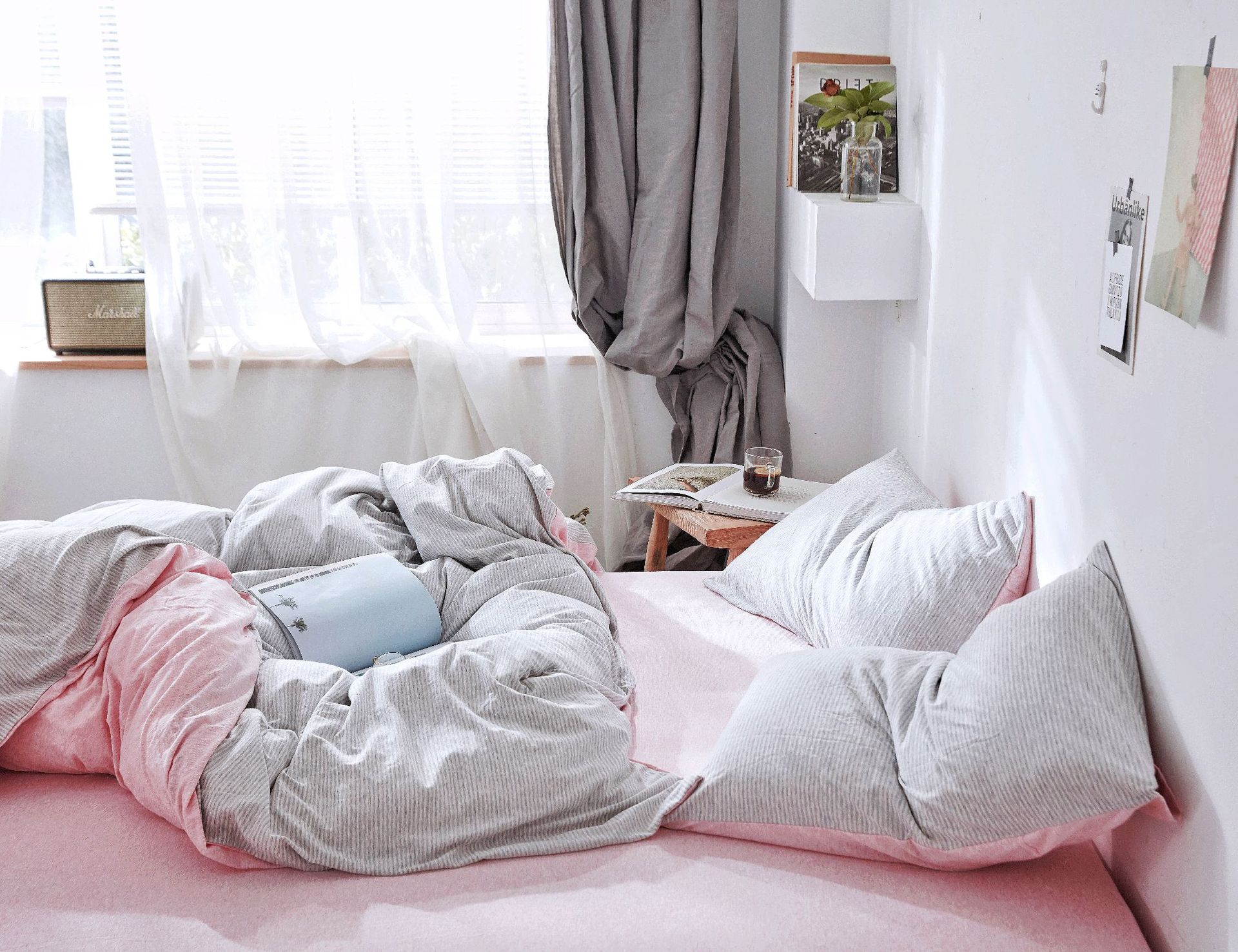 Four-Piece Set of Japanese Style Muji Knitted Cotton Striped Bedding Set 1.5 1.8 M Bedding Wholesale