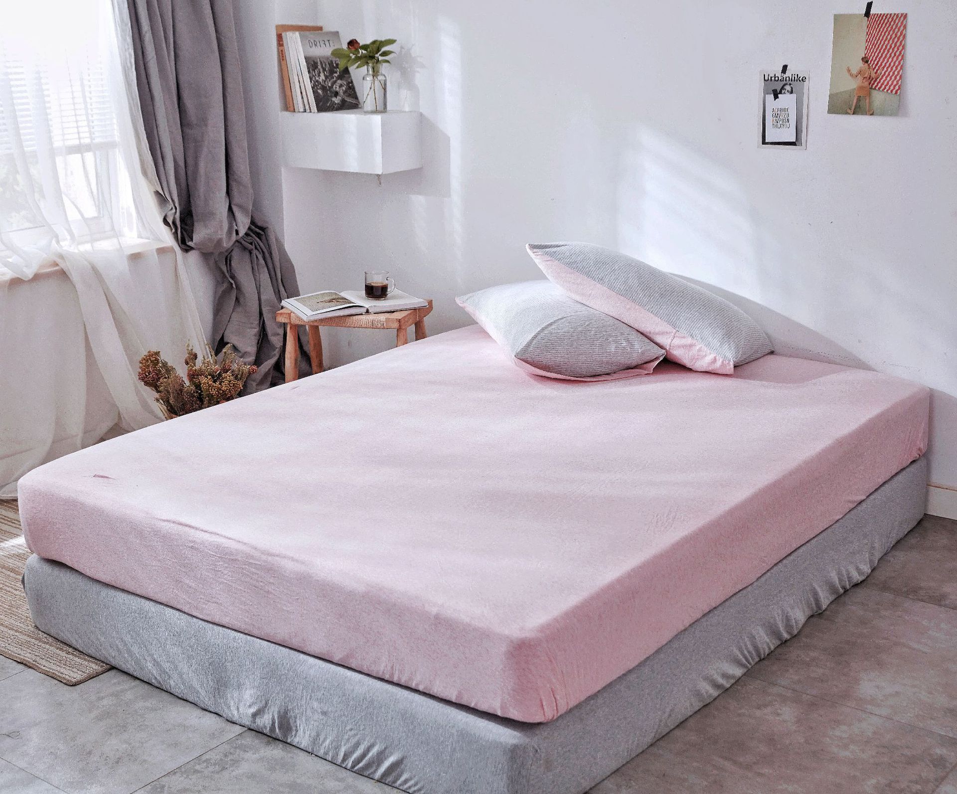 Four-Piece Set of Japanese Style Muji Knitted Cotton Striped Bedding Set 1.5 1.8 M Bedding Wholesale