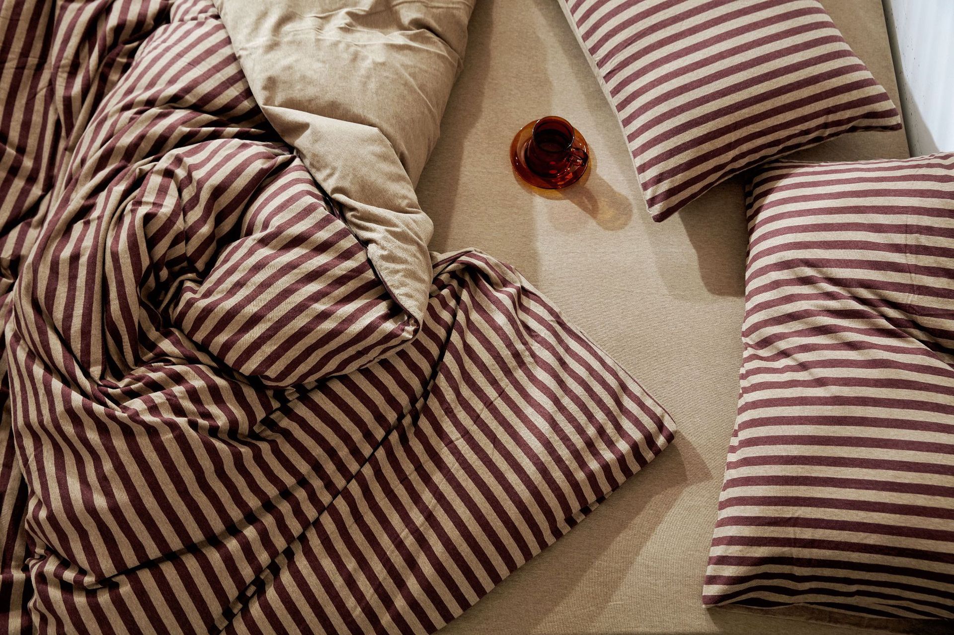 Four-Piece Set of Japanese Style Muji Knitted Cotton Striped Bedding Set 1.5 1.8 M Bedding Wholesale