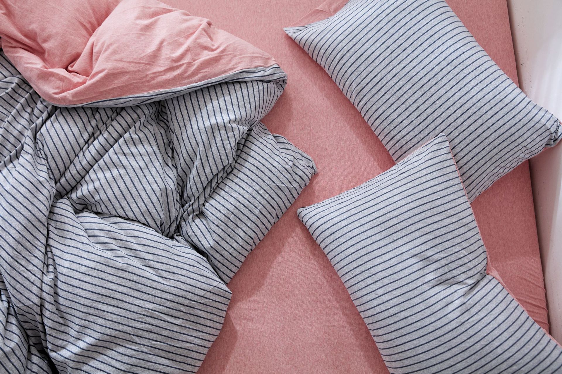 Four-Piece Set of Japanese Style Muji Knitted Cotton Striped Bedding Set 1.5 1.8 M Bedding Wholesale