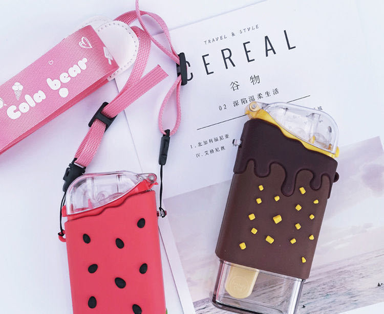 Celebrity Ice Cream Water Bottle Children like overtheShoulder Water Cup Removable Design 300ml Toddler Water Bottle