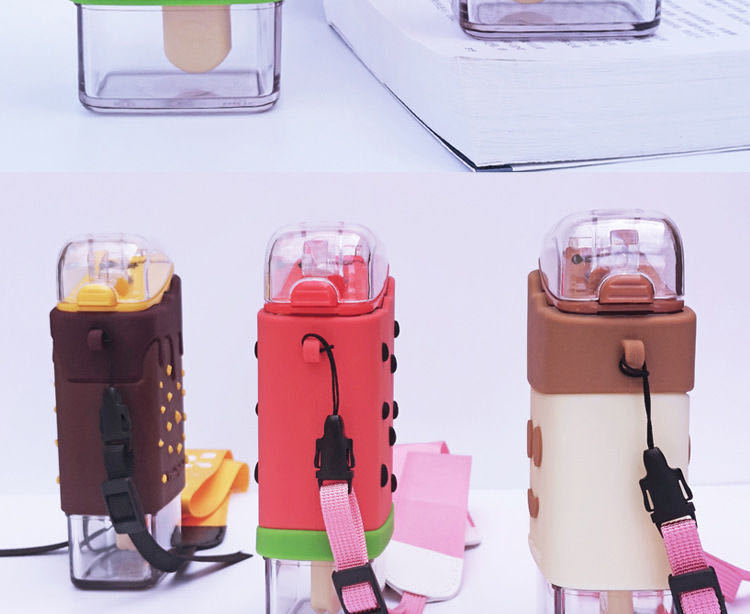 Celebrity Ice Cream Water Bottle Children like overtheShoulder Water Cup Removable Design 300ml Toddler Water Bottle