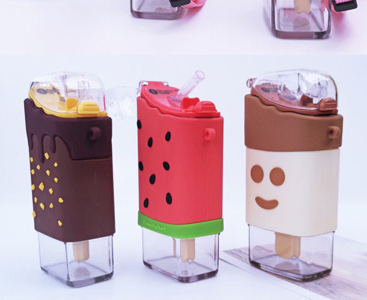 Celebrity Ice Cream Water Bottle Children like overtheShoulder Water Cup Removable Design 300ml Toddler Water Bottle