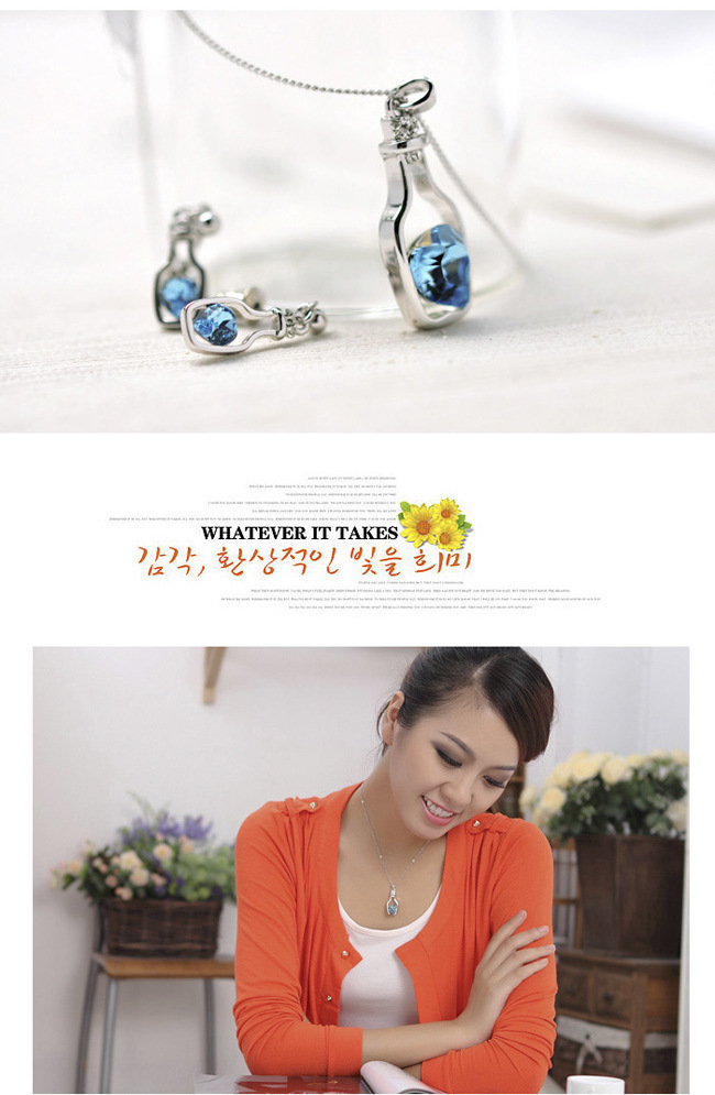 Creative Fashion Popular Heart Shape Crystal Necklace Trend Gold Plating Diamond Drift Bottle Pendant Female Accessories Creative Fashion Popular Heart Shape Crystal Necklace Trend Gold Plating Diamond Drift Bottle Pendant Female Accessories