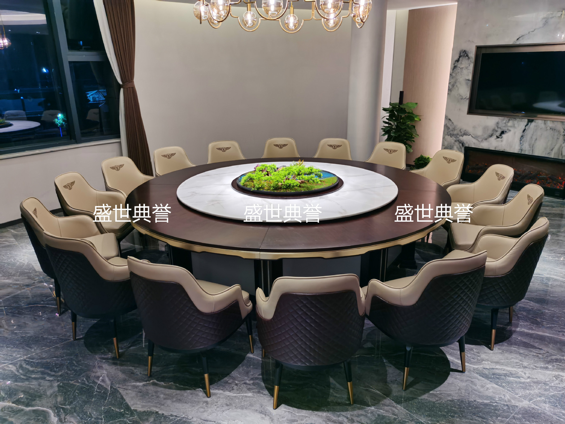 Seafood Hotel Solid Wood Electric Dining Table and Chair Restaurant Modern Light Luxury Solid Wood Chair Bentley Chair