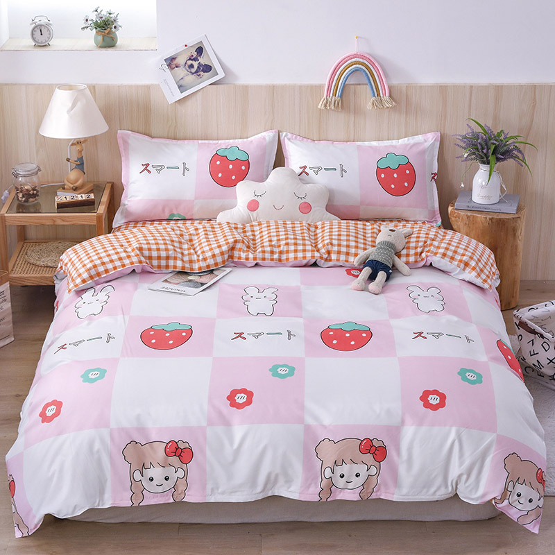 Brushed Aloe Cotton FourPiece Set Student Sheets Quilt Cover Dormitory Single Bed ThreePiece Bedding Set Brushed Aloe Cotton FourPiece Set Student Sheets Quilt Cover Dormitory Single Bed ThreePiece Bedding Set