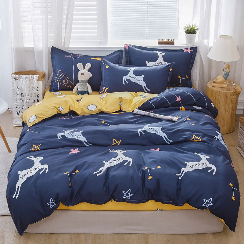Brushed Aloe Cotton FourPiece Set Student Sheets Quilt Cover Dormitory Single Bed ThreePiece Bedding Set Brushed Aloe Cotton FourPiece Set Student Sheets Quilt Cover Dormitory Single Bed ThreePiece Bedding Set