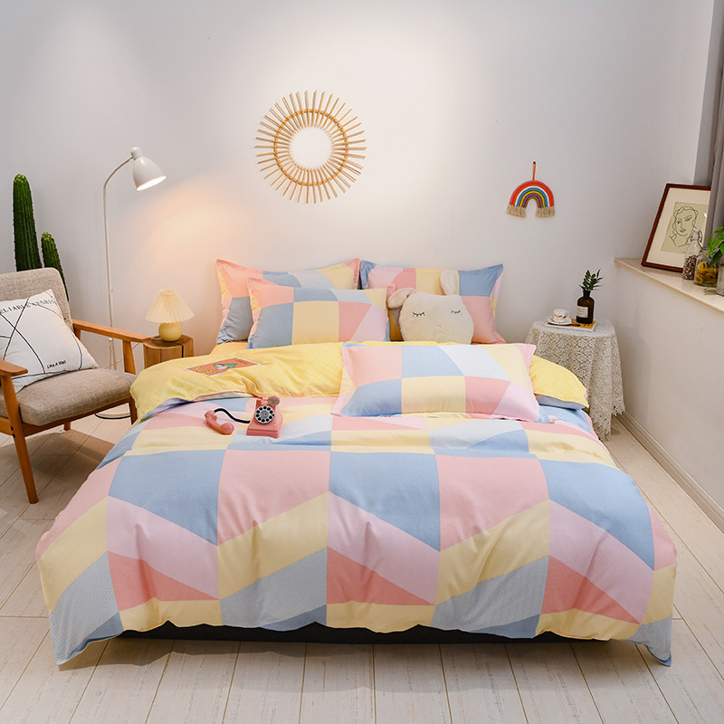 Winter Thicken Cotton Brushed Four-Piece Simple Cotton Bed Sheet Quilt Cover Four-Piece Bedding Set Factory Wholesale