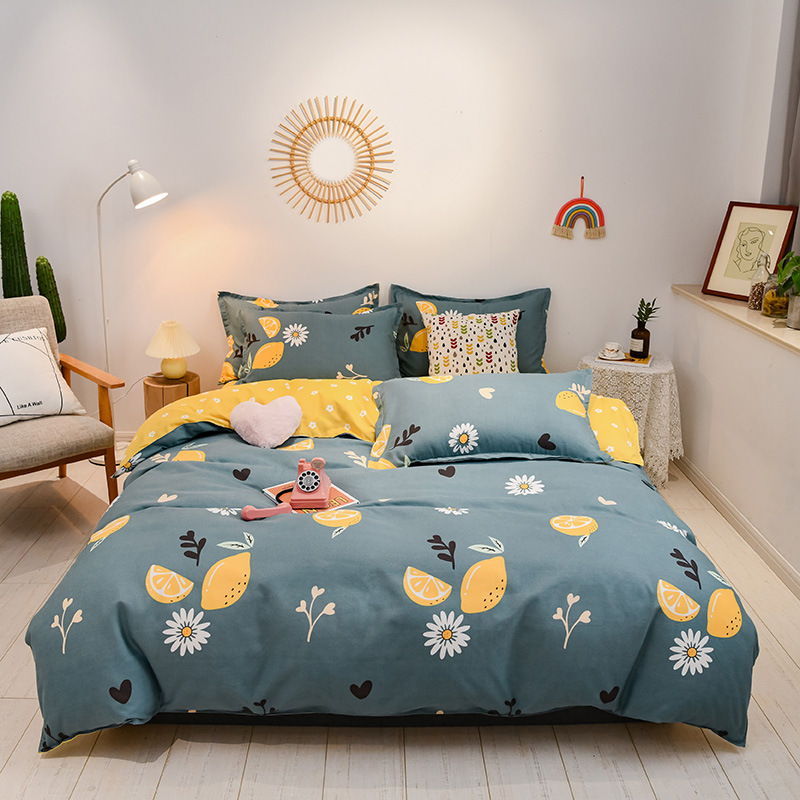 Winter Thicken Cotton Brushed Four-Piece Simple Cotton Bed Sheet Quilt Cover Four-Piece Bedding Set Factory Wholesale