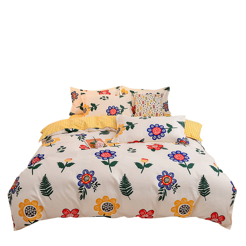 Winter Thicken Cotton Brushed Four-Piece Simple Cotton Bed Sheet Quilt Cover Four-Piece Bedding Set Factory Wholesale