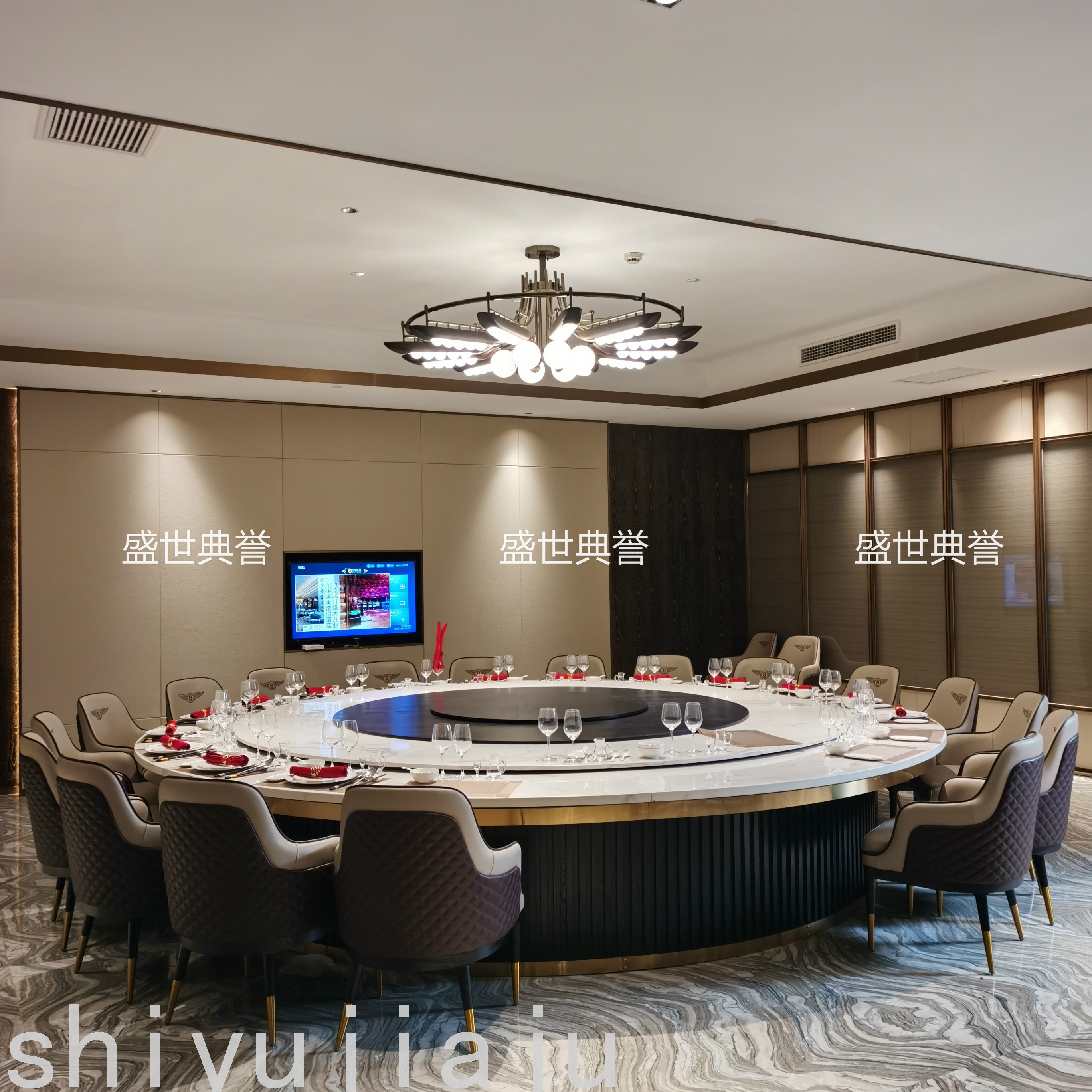 Resort Hotel Solid Wood Electric Dining Table and Chair Villa Solid Wood Dining Chair Restaurant Box Bentley Chair