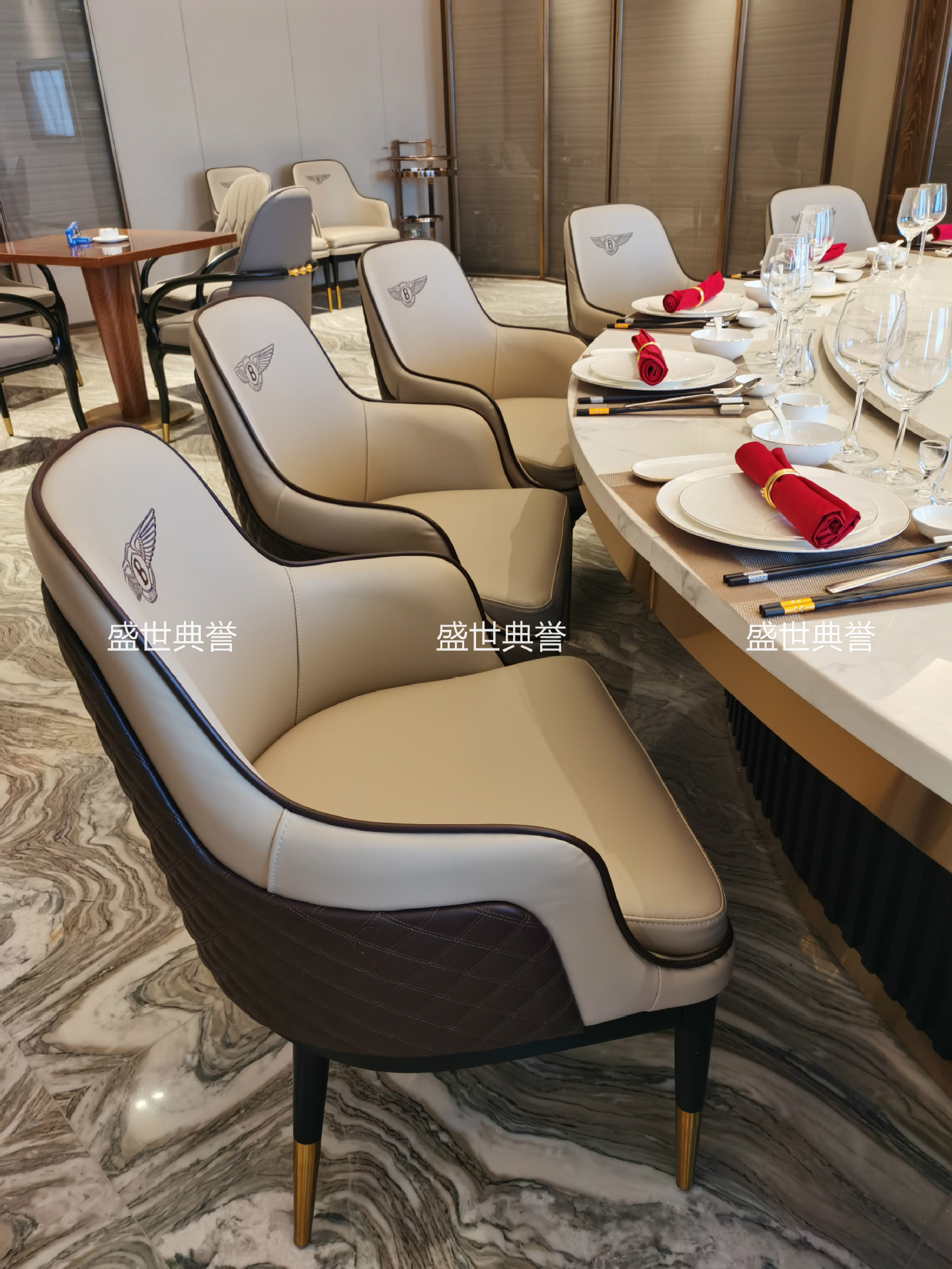 Resort Hotel Solid Wood Electric Dining Table and Chair Villa Solid Wood Dining Chair Restaurant Box Bentley Chair