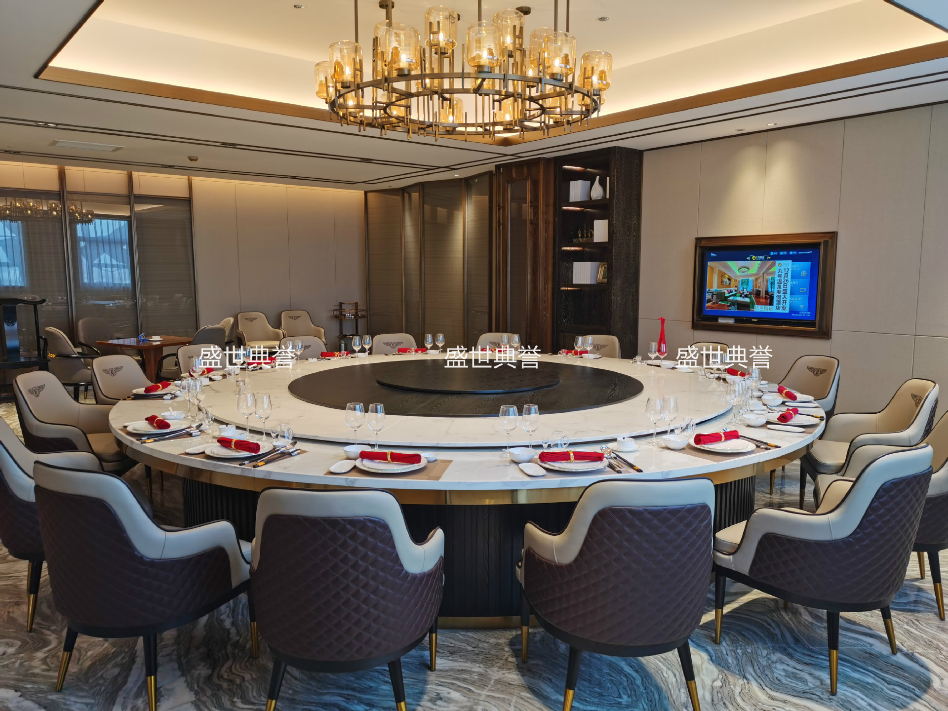 Resort Hotel Solid Wood Electric Dining Table and Chair Villa Solid Wood Dining Chair Restaurant Box Bentley Chair