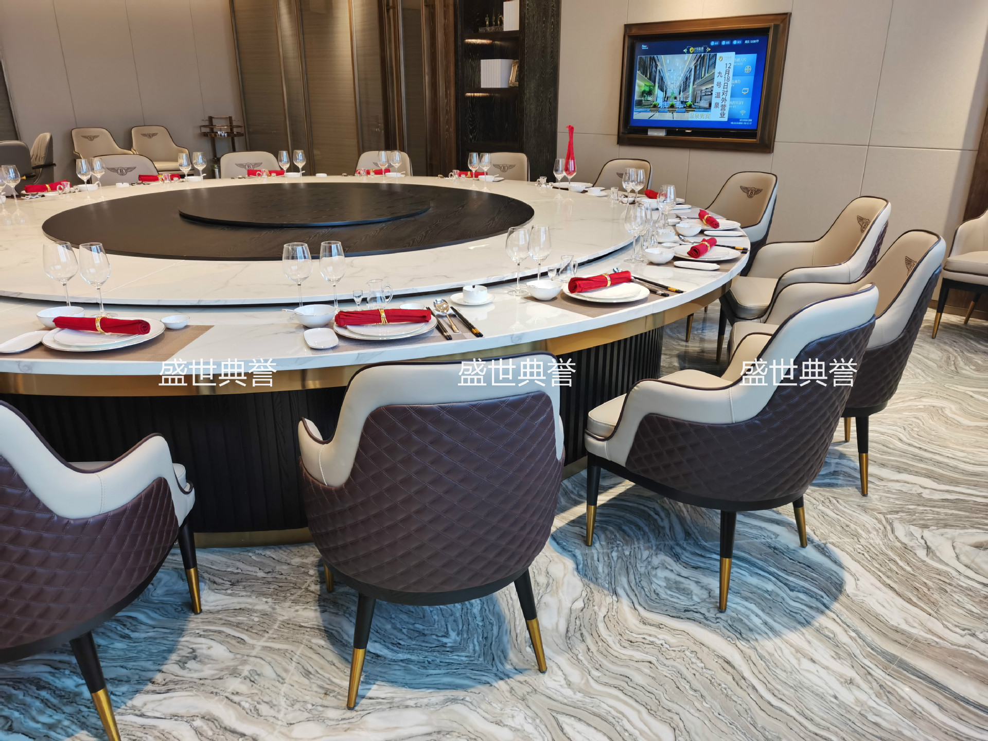 Resort Hotel Solid Wood Electric Dining Table and Chair Villa Solid Wood Dining Chair Restaurant Box Bentley Chair