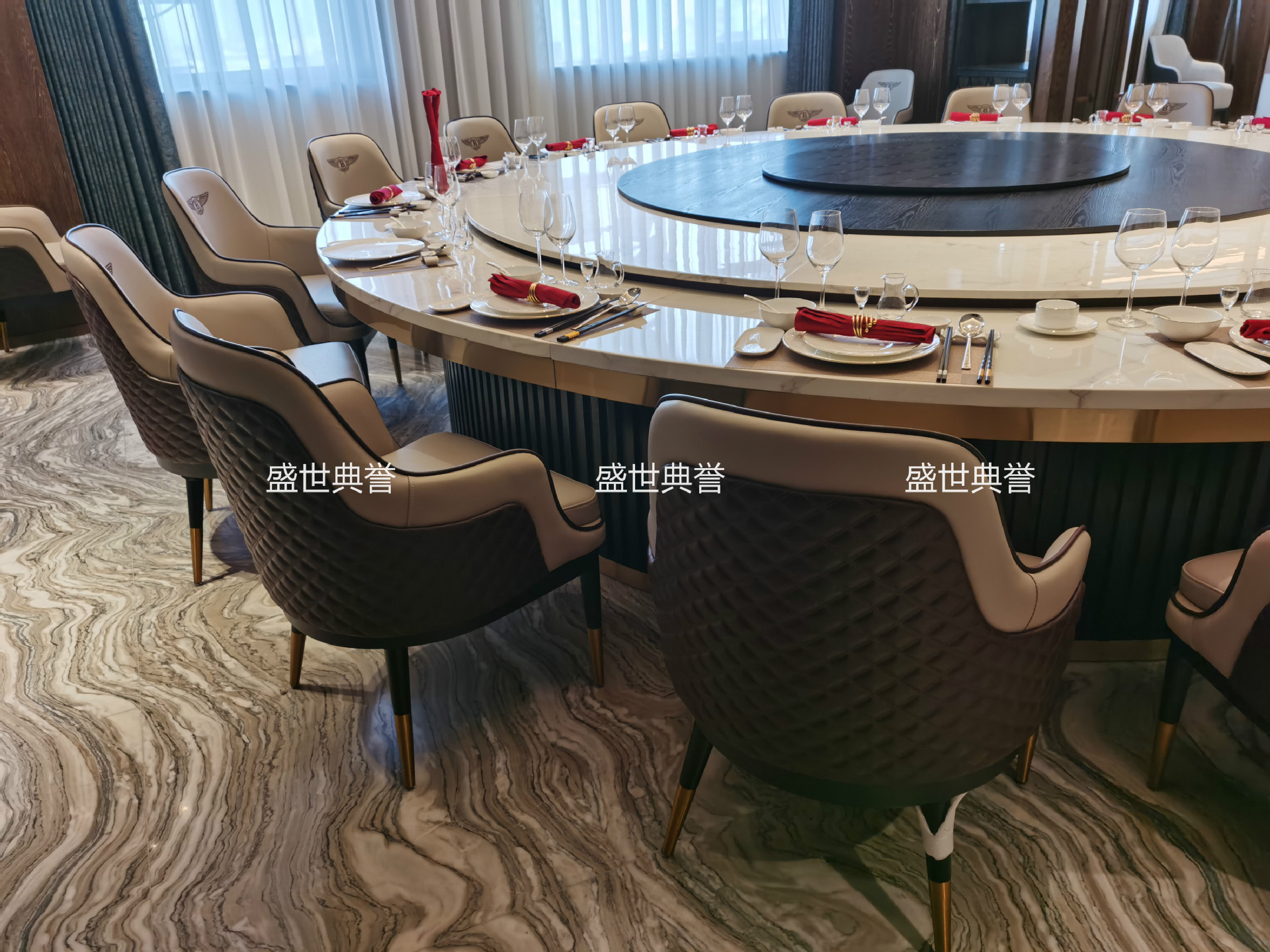 Resort Hotel Solid Wood Electric Dining Table and Chair Villa Solid Wood Dining Chair Restaurant Box Bentley Chair