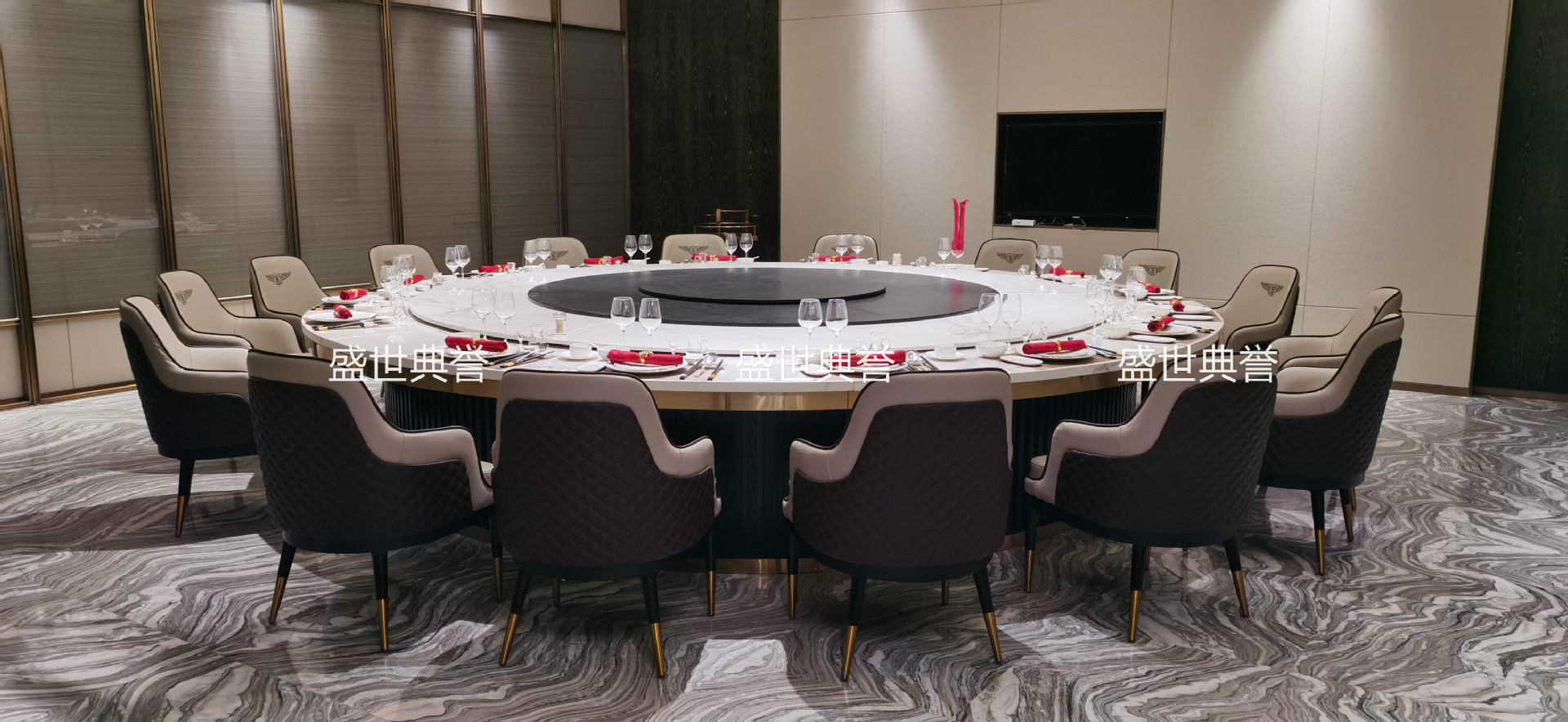 Resort Hotel Solid Wood Electric Dining Table and Chair Villa Solid Wood Dining Chair Restaurant Box Bentley Chair
