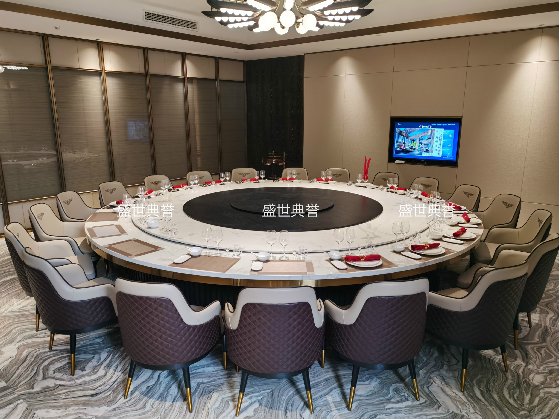 Resort Hotel Solid Wood Electric Dining Table and Chair Villa Solid Wood Dining Chair Restaurant Box Bentley Chair
