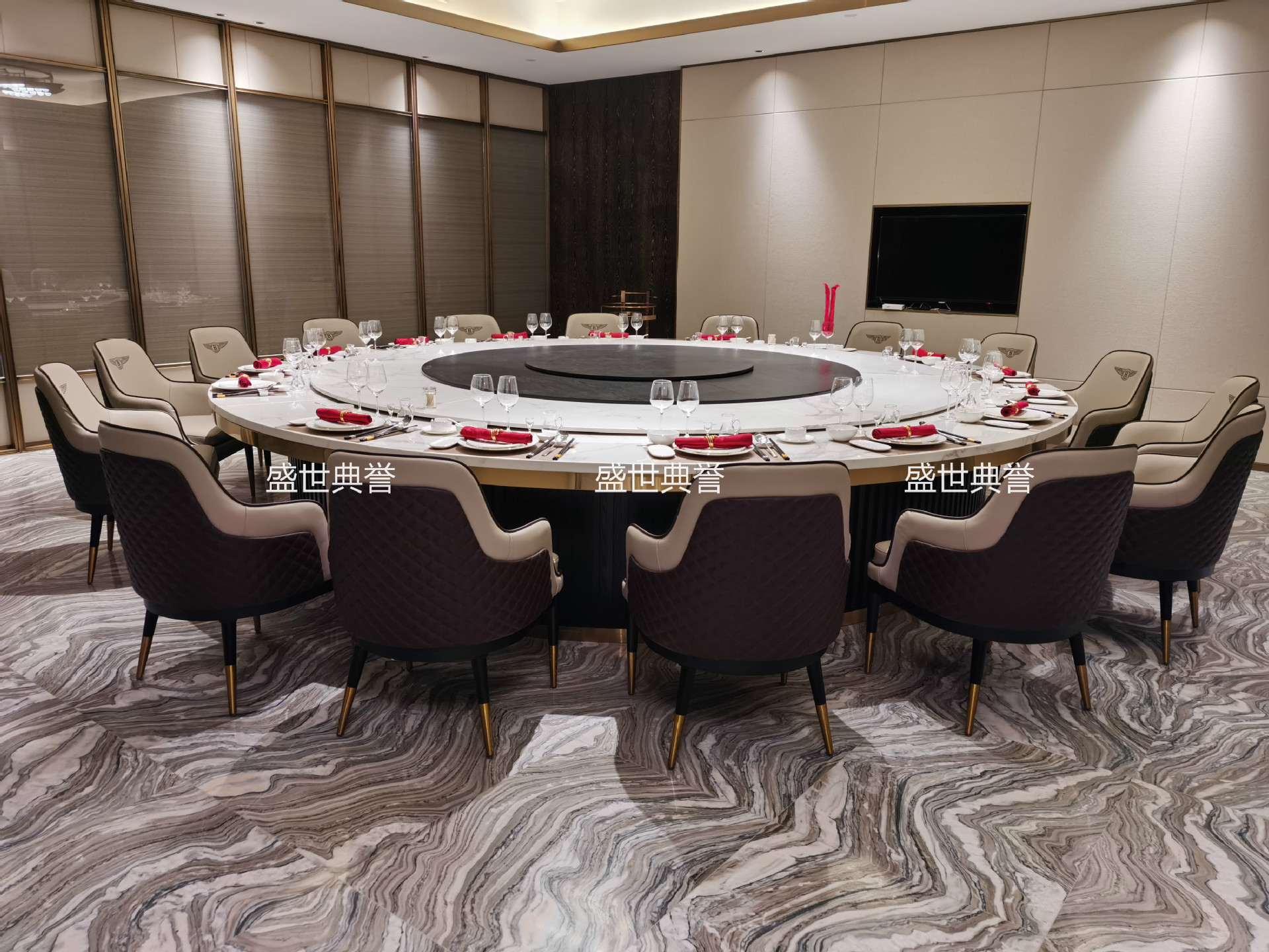 Resort Hotel Solid Wood Electric Dining Table and Chair Villa Solid Wood Dining Chair Restaurant Box Bentley Chair