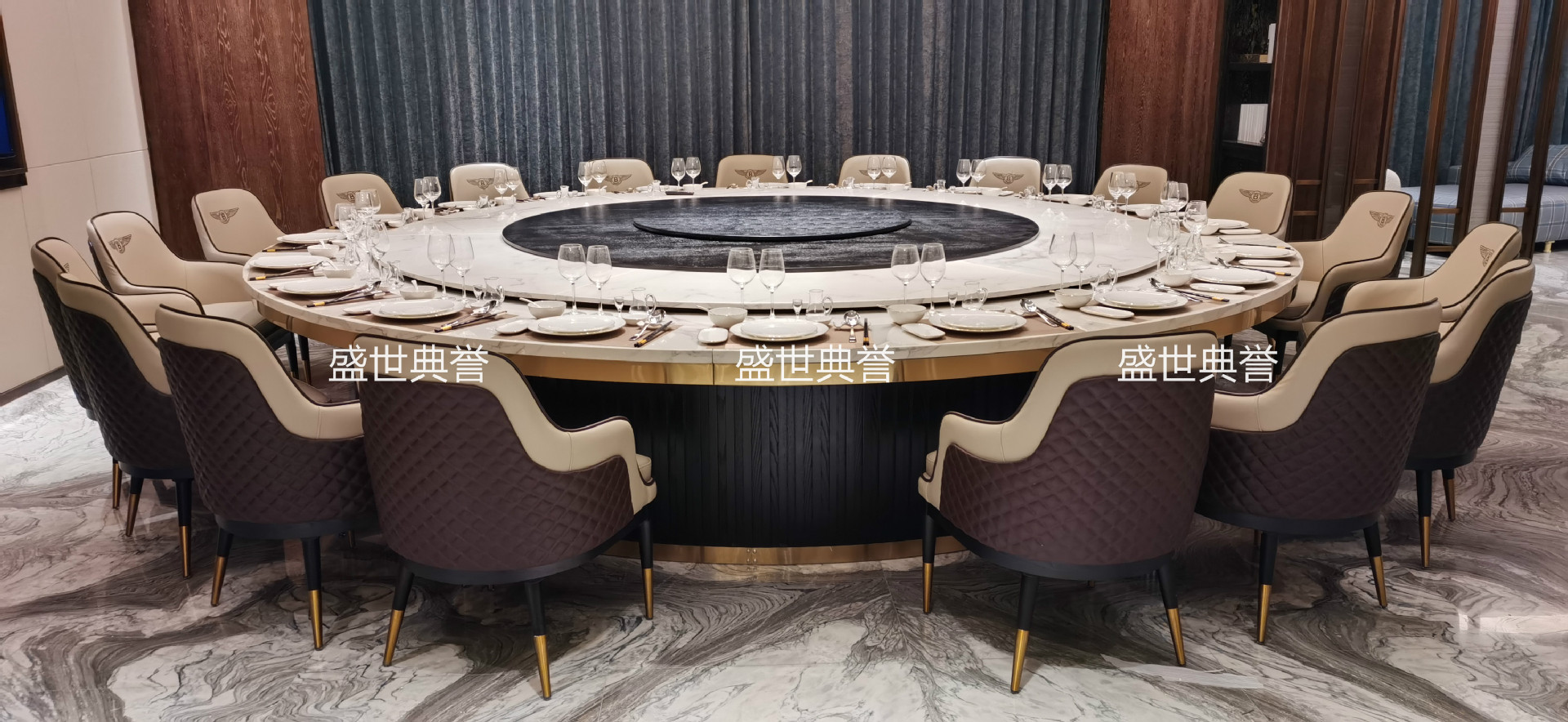 Resort Hotel Solid Wood Electric Dining Table and Chair Villa Solid Wood Dining Chair Restaurant Box Bentley Chair