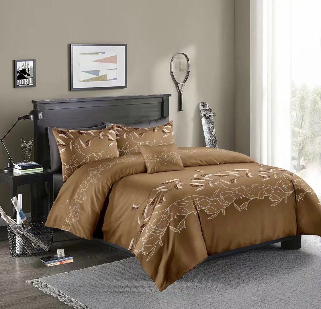 WISH AliExpress Amazon Hot Selling Bedding American Imitation Embroidery Ink Blue Quilt Cover Pillowcase No Bedding Set