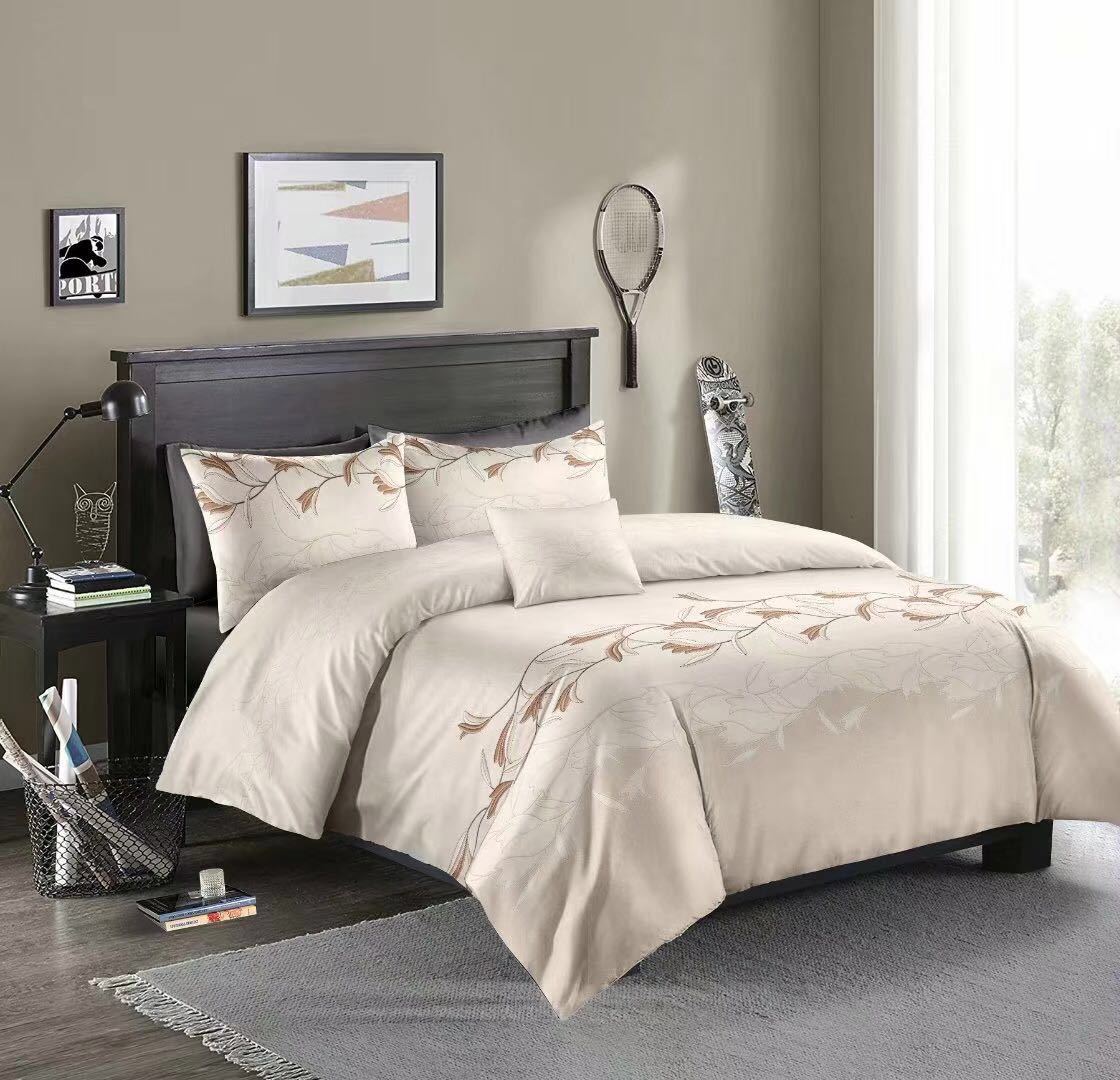 WISH AliExpress Amazon Hot Selling Bedding American Imitation Embroidery Ink Blue Quilt Cover Pillowcase No Bedding Set