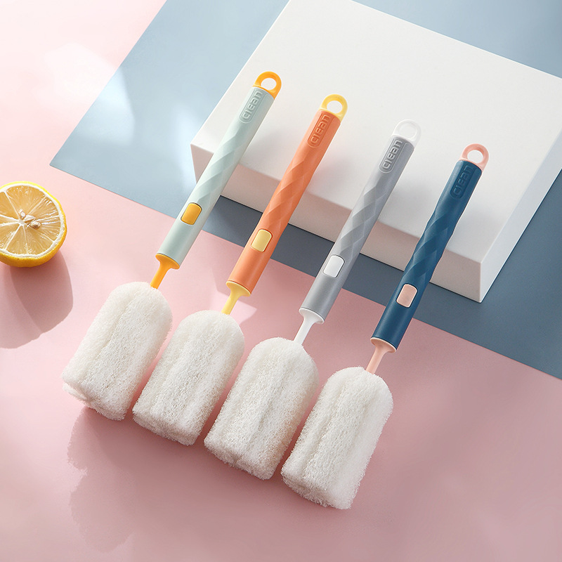 Original New Rainbow Cup Brush Long Handle Baby Bottle Brush Removable Wash Cup Scouring Pad Bruch Head Activity Gift Cup Brush