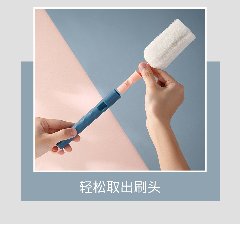 Original New Rainbow Cup Brush Long Handle Baby Bottle Brush Removable Wash Cup Scouring Pad Bruch Head Activity Gift Cup Brush