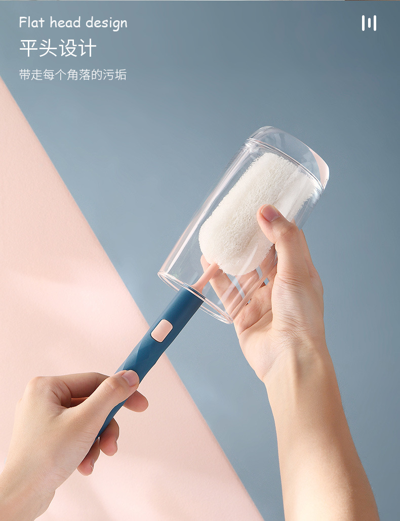 Original New Rainbow Cup Brush Long Handle Baby Bottle Brush Removable Wash Cup Scouring Pad Bruch Head Activity Gift Cup Brush