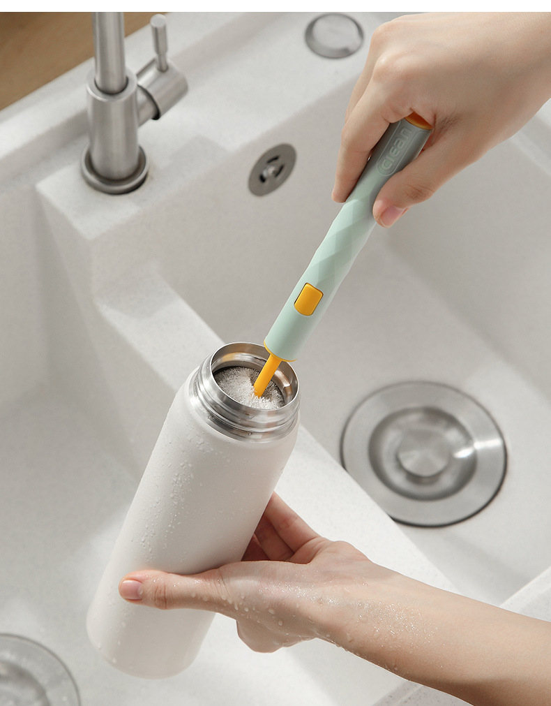 Original New Rainbow Cup Brush Long Handle Baby Bottle Brush Removable Wash Cup Scouring Pad Bruch Head Activity Gift Cup Brush