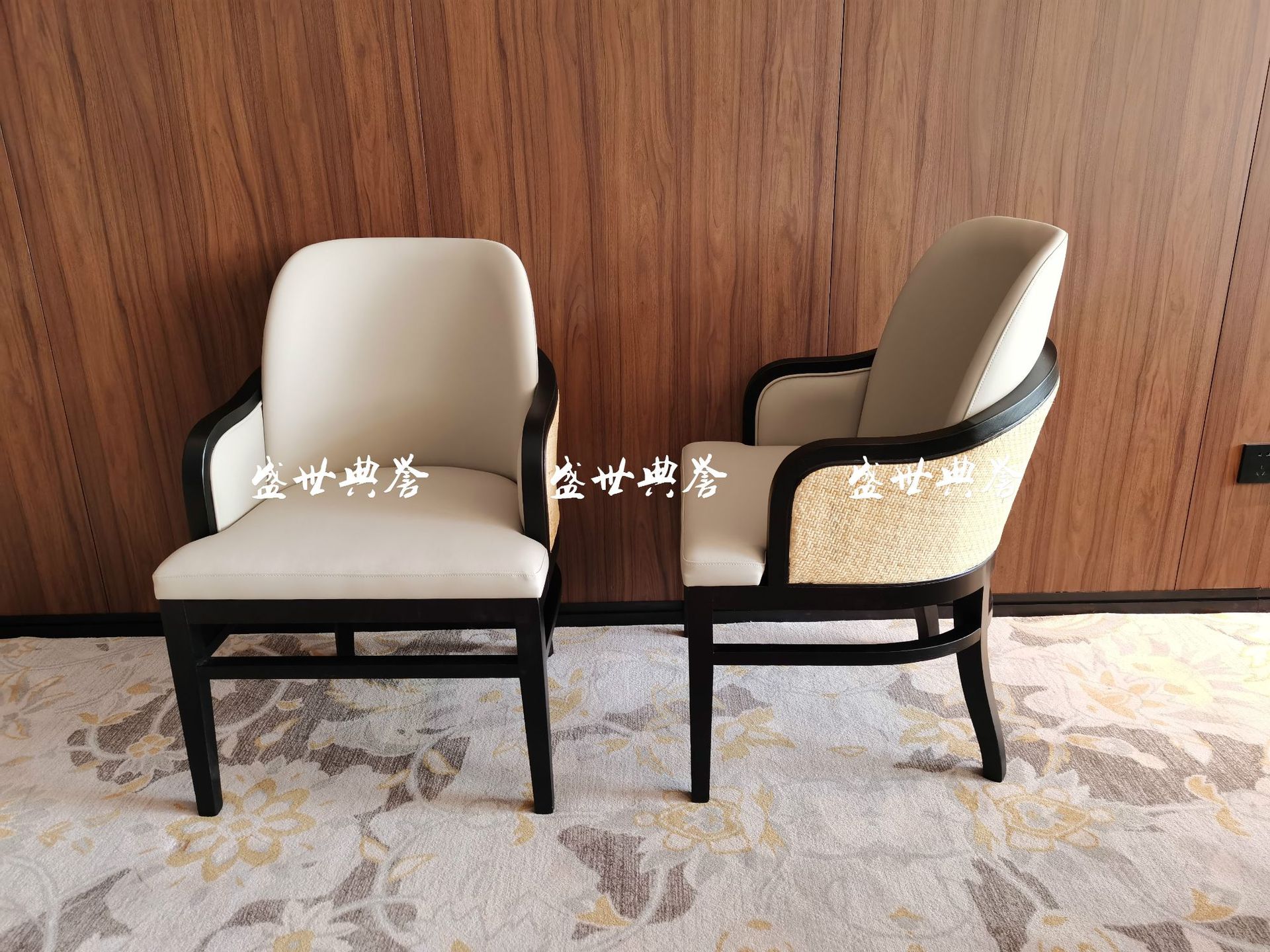 Hotel Solid Wood Electric round Table Dining Chair Box Rattan Solid Wood Dining Chair Club Chinese Style Rattan Chair