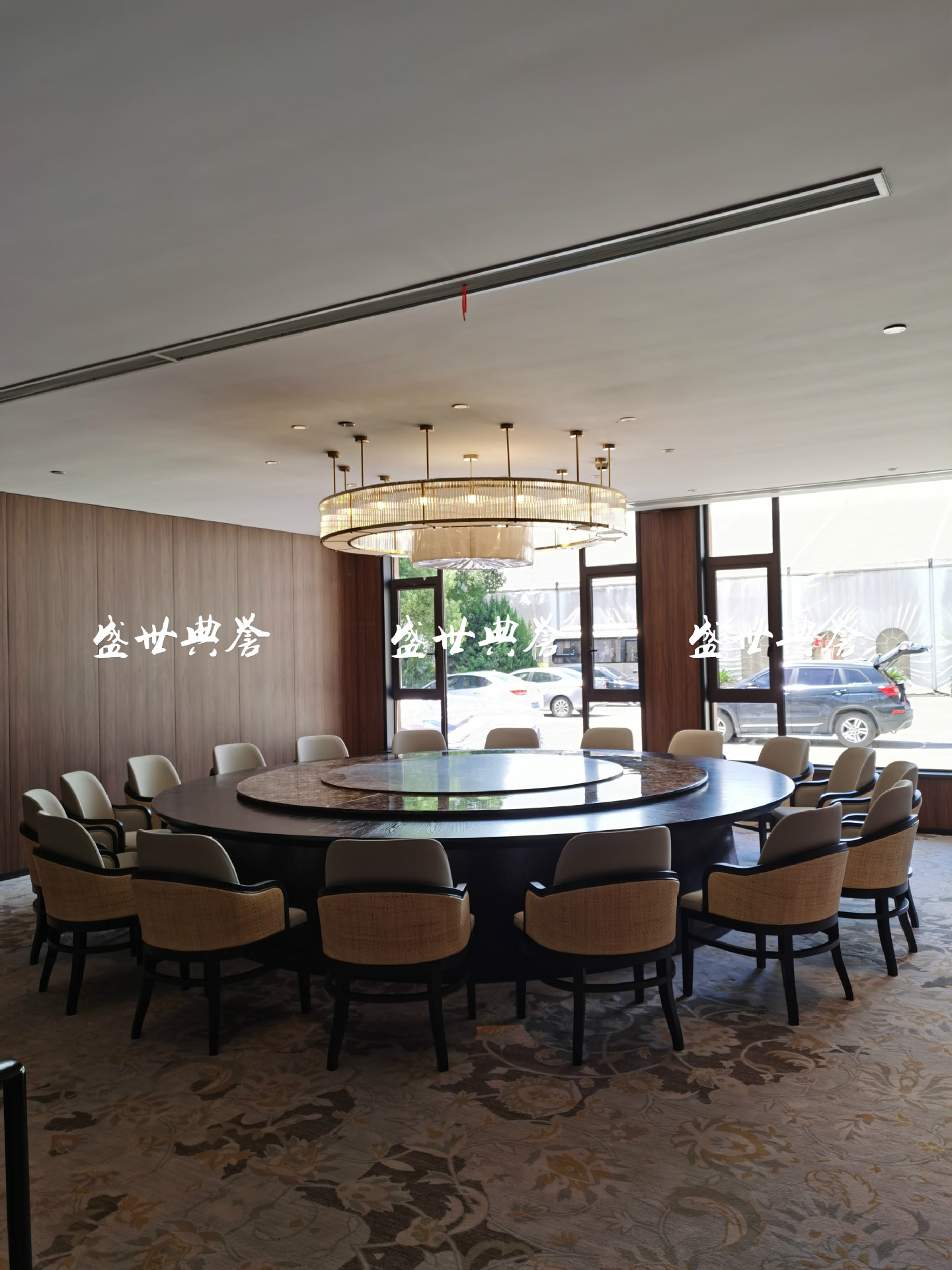 Hotel Solid Wood Electric round Table Dining Chair Box Rattan Solid Wood Dining Chair Club Chinese Style Rattan Chair