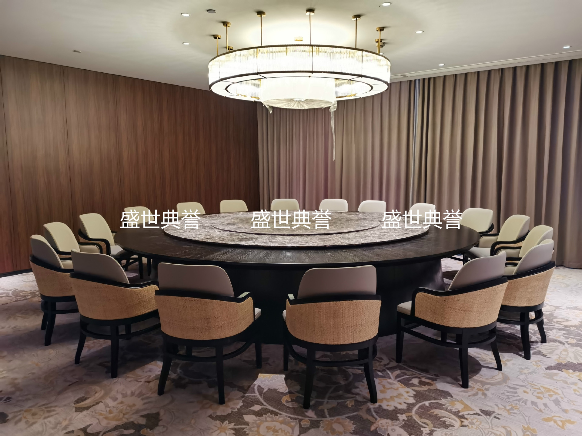 Hotel Solid Wood Electric round Table Dining Chair Box Rattan Solid Wood Dining Chair Club Chinese Style Rattan Chair