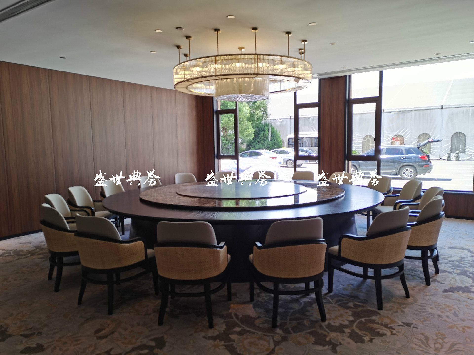 Hotel Solid Wood Electric round Table Dining Chair Box Rattan Solid Wood Dining Chair Club Chinese Style Rattan Chair