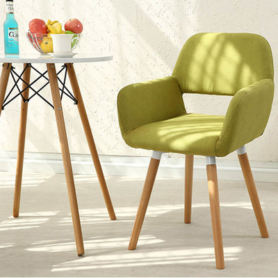 Nordic Dining Chair Wooden Lounge Chair Designer European-Style Simple Fabric Single Person Computer Sofa Chair Desk Armrest