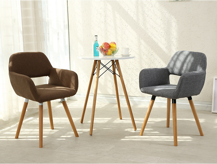 Nordic Dining Chair Wooden Lounge Chair Designer European-Style Simple Fabric Single Person Computer Sofa Chair Desk Armrest