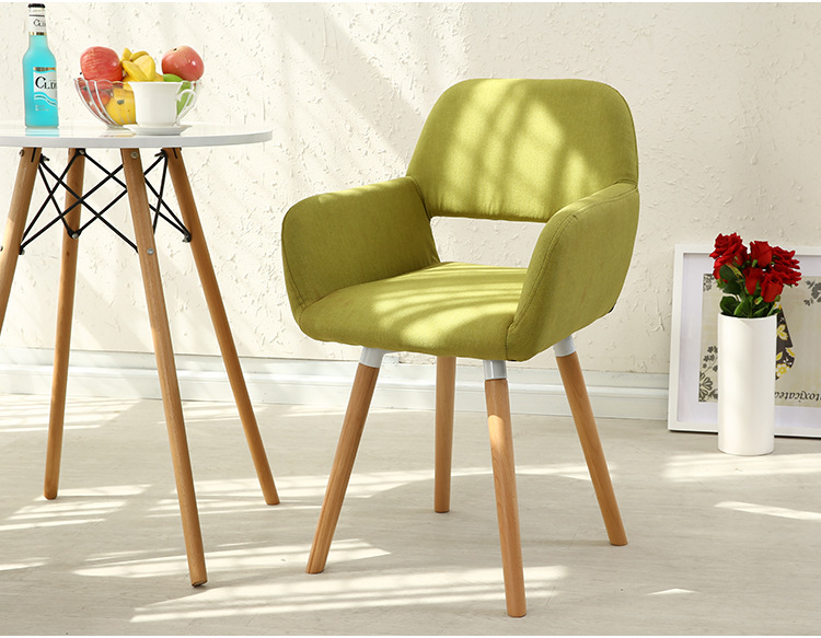 Nordic Dining Chair Wooden Lounge Chair Designer European-Style Simple Fabric Single Person Computer Sofa Chair Desk Armrest