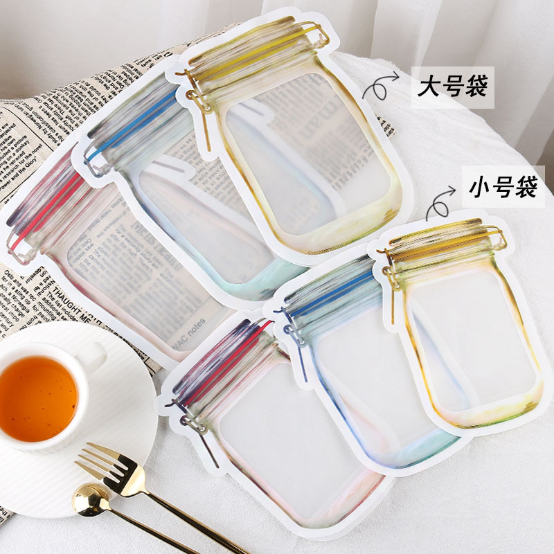 Creative Simulation Bottle Food Self-Sealing Zipper Bag Snack Candy Cookies Baking Dried Fruit Packaging Bag