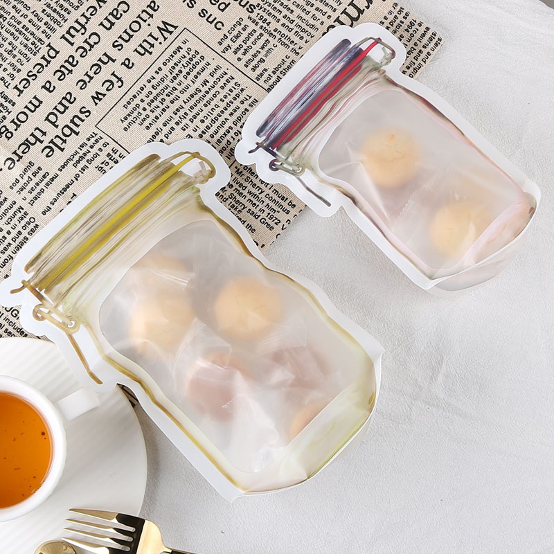 Creative Simulation Bottle Food Self-Sealing Zipper Bag Snack Candy Cookies Baking Dried Fruit Packaging Bag