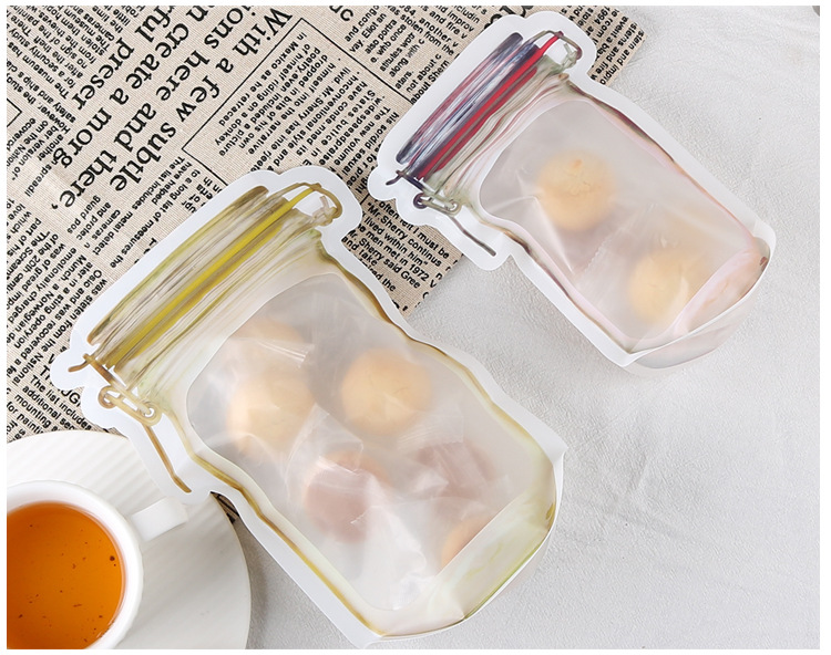 Creative Simulation Bottle Food Self-Sealing Zipper Bag Snack Candy Cookies Baking Dried Fruit Packaging Bag