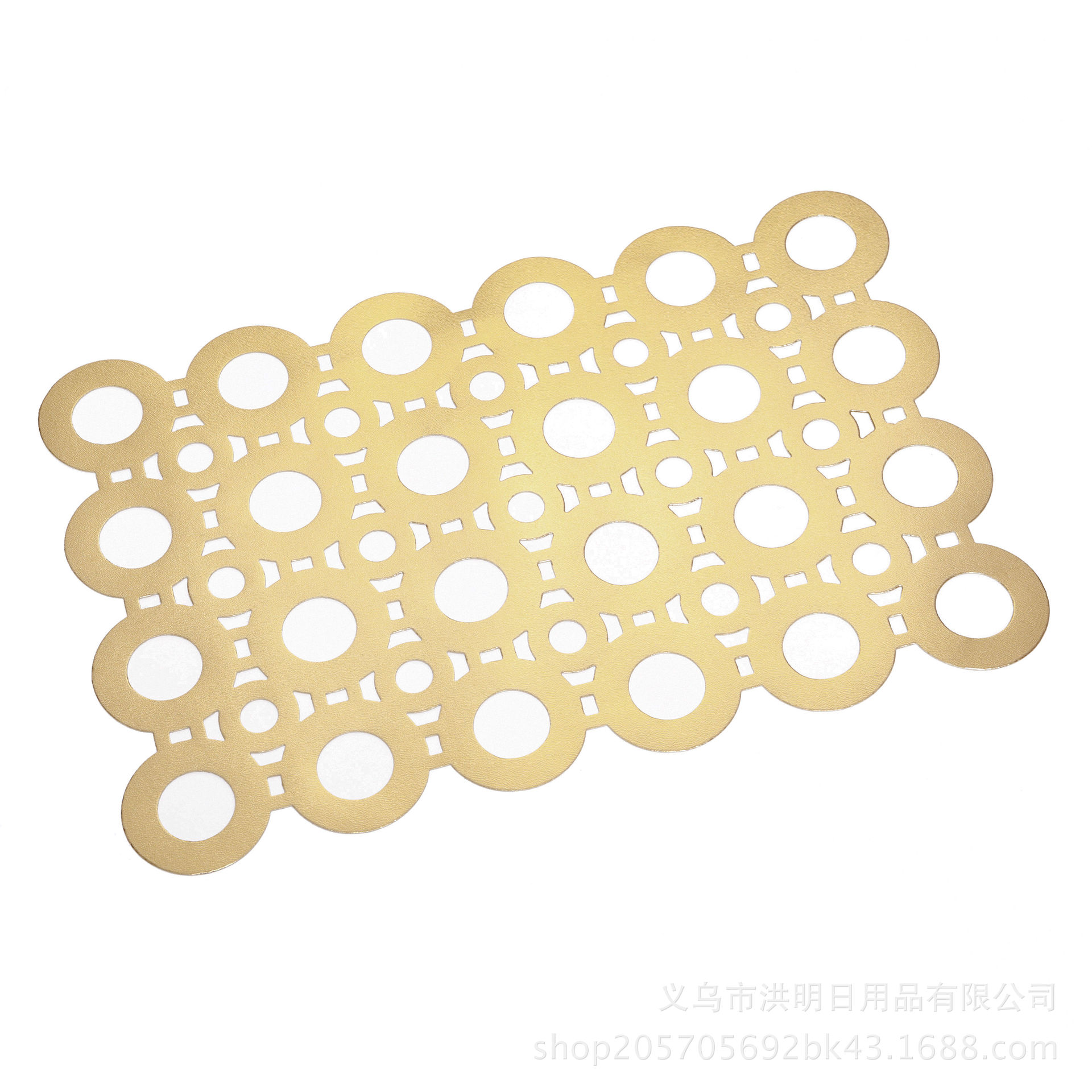 Simple Bronzing PVC Thermal Shielded Table Mat Placemat Golden Hollow Decorative Pad Coffee Table Tray Bowl Coaster Cup Coaster Western-Style Placemat