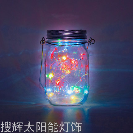 Hot Solar Mason Bottle Decorative Lamp Garden Lamp Hanging Lamp Led Creative Glass Jar Crack Lamp Wishing Lamp